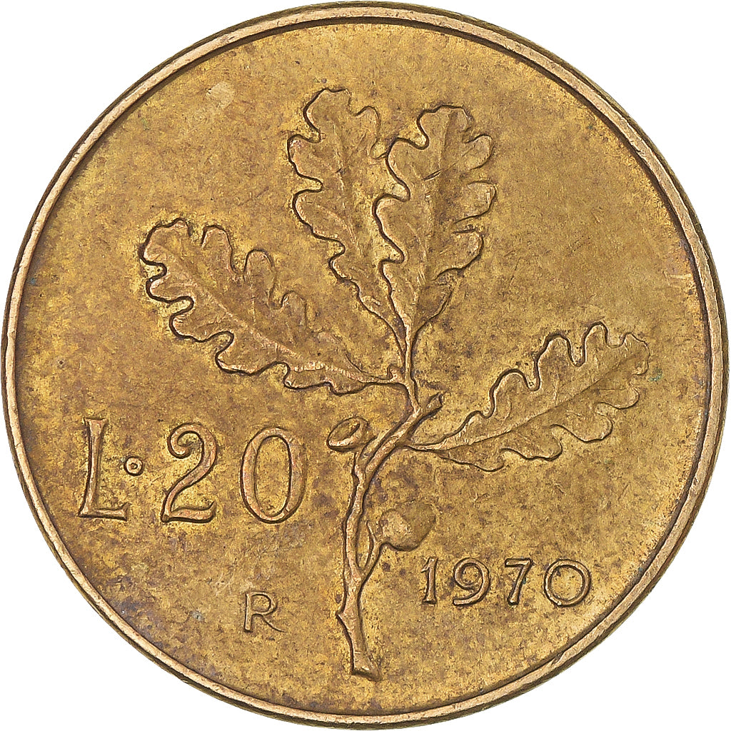 Munten, Italië, 20 Lire, 1970