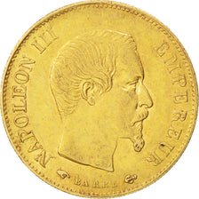 FRANCE, Napoléon III, 10 Francs, 1858, Paris, KM #784.3, AU(50-53), Gold, Gadour