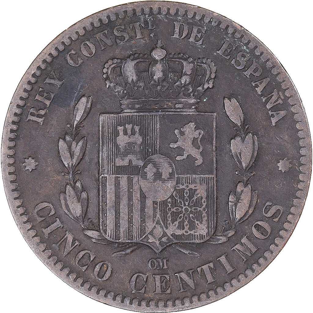 Moeda, Espanha, 5 Centimos, 1878
