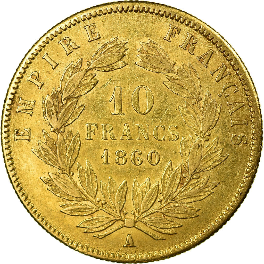 Moneta, Francia, Napoleon III, Napoléon III, 10 Francs, 1860, Paris, BB, Oro