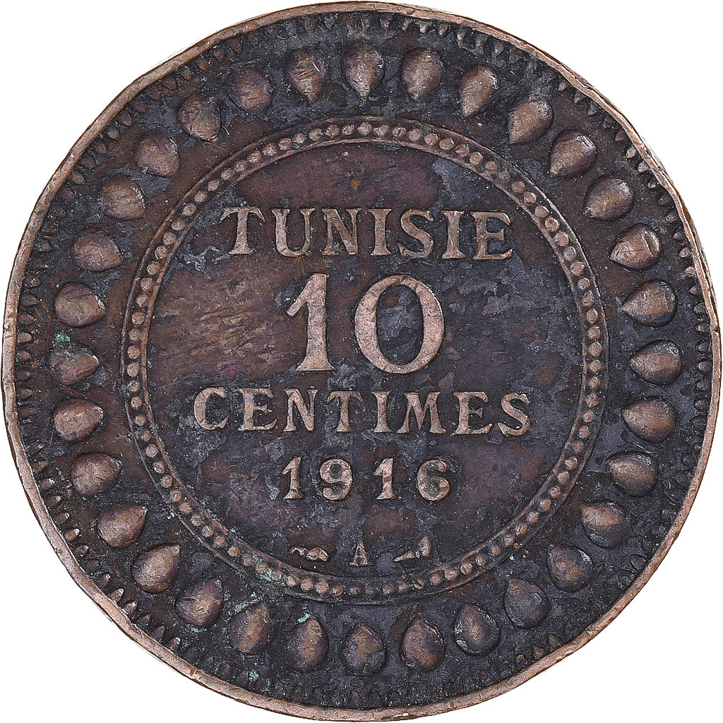 Moneta, Tunisia, 10 Centimes, 1916