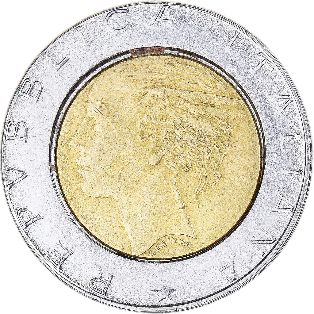 Münze, Italien, 500 Lire, 1990