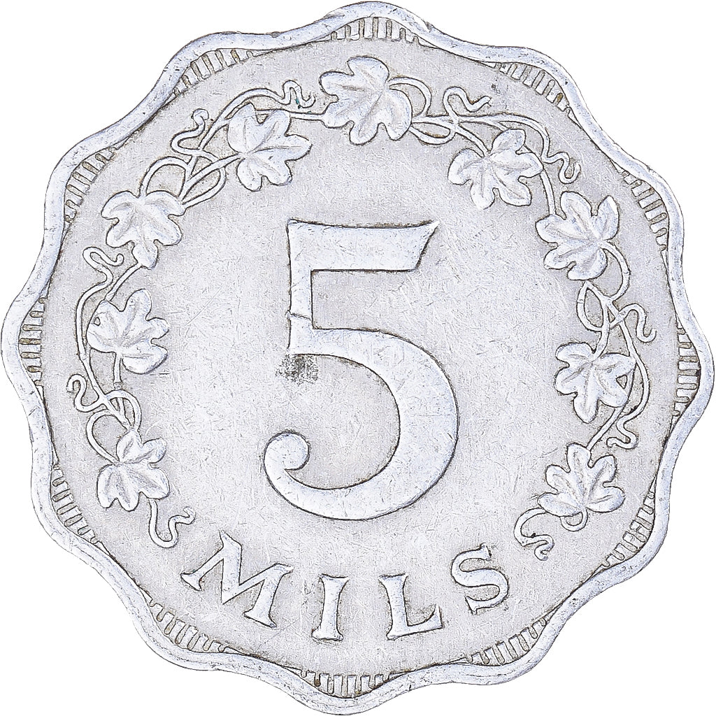 Coin, Malta, 5 Mils, 1972