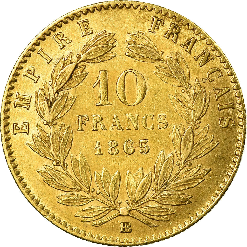 Coin, France, Napoleon III, Napoléon III, 10 Francs, 1865, Strasbourg