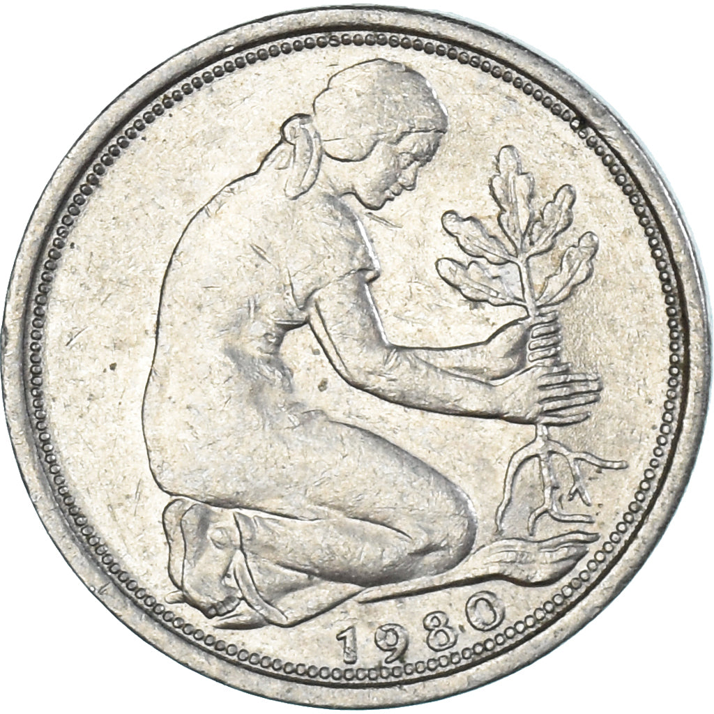 Coin, Germany, 50 Pfennig, 1980