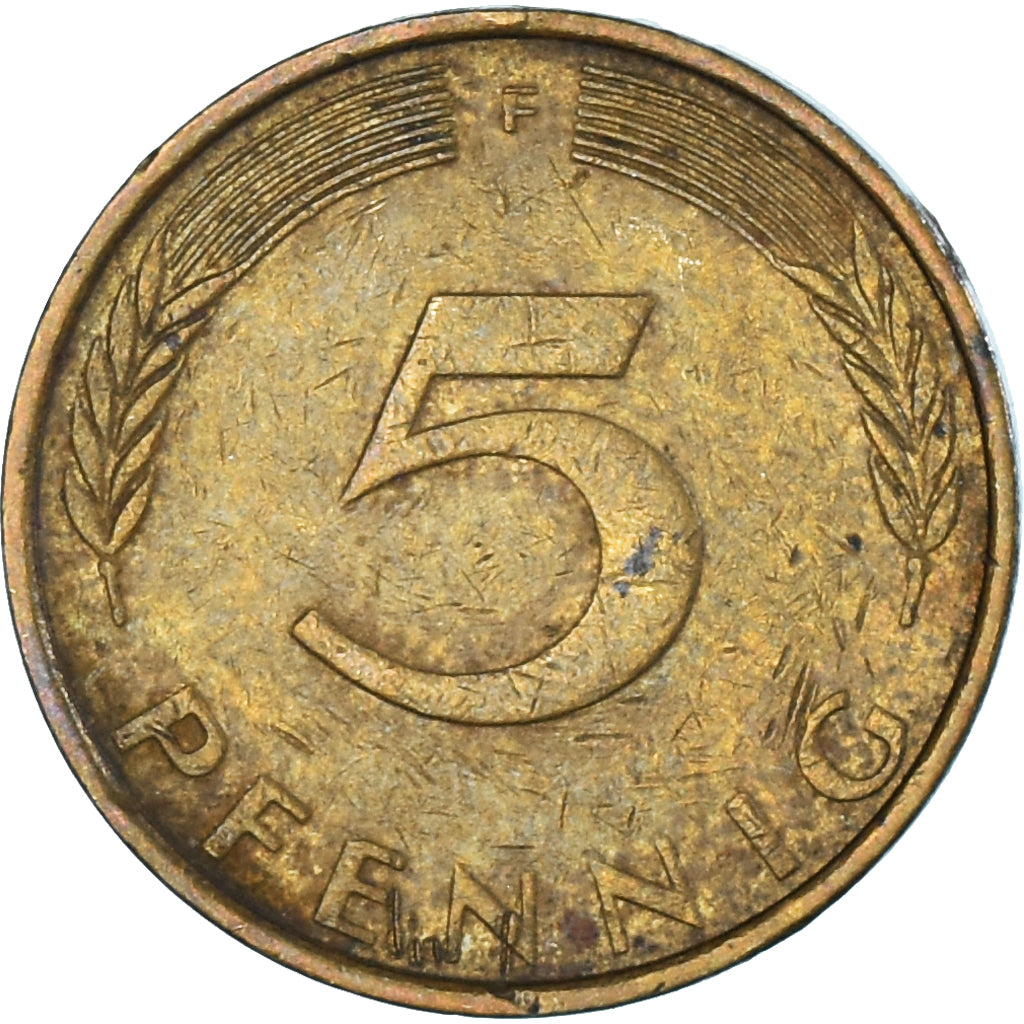 Moeda, Alemanha, 5 Pfennig, 1975