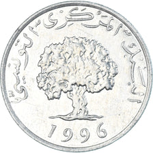 Moneda, Túnez, 5 Millim, 1996