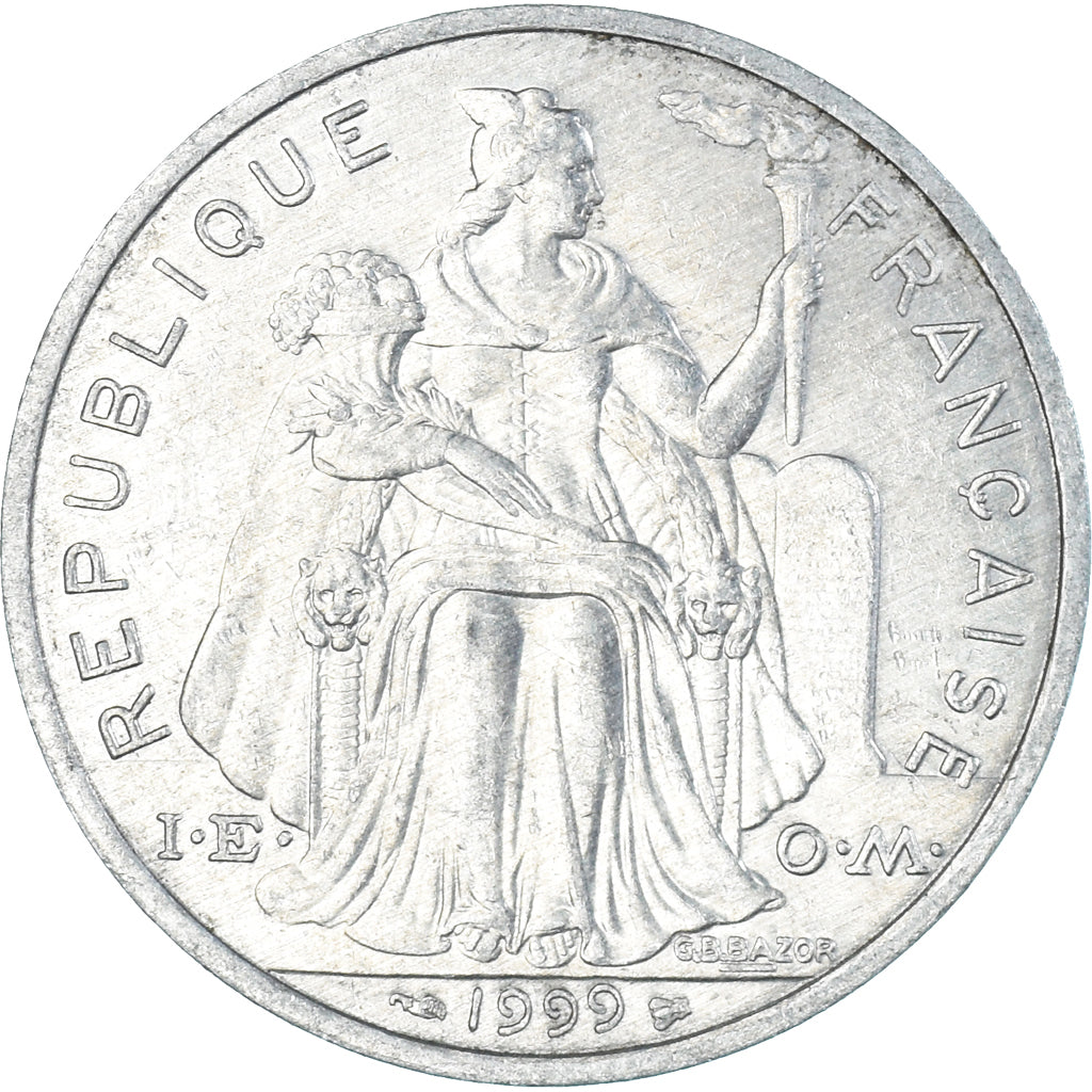 Moneta, Nuova Caledonia, 5 Francs, 1999