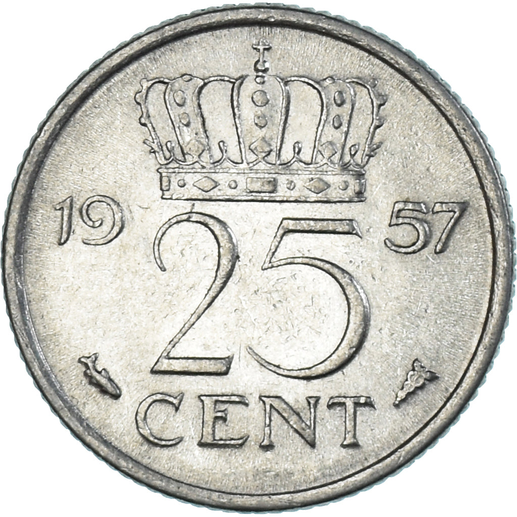 Moeda, Países Baixos, 25 Cents, 1957