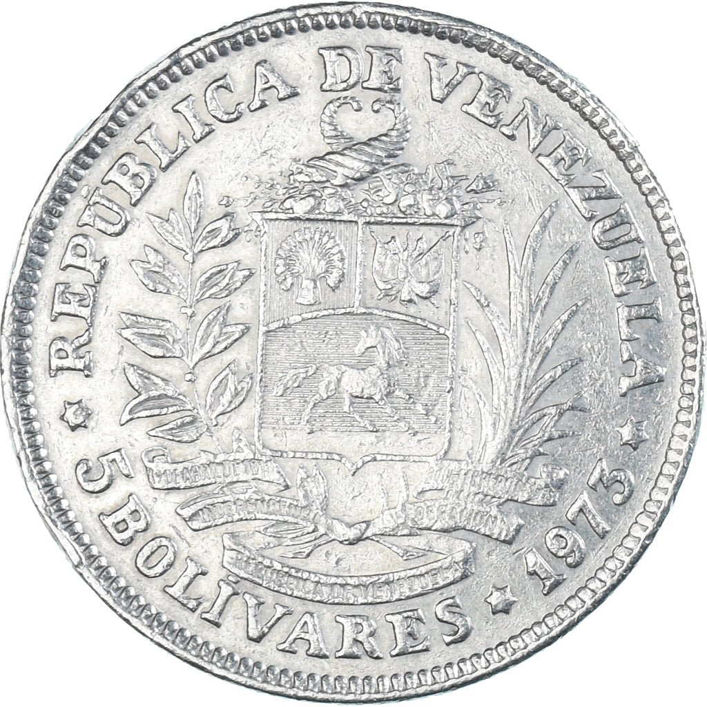 Moneda, Venezuela, 5 Bolivares, 1973