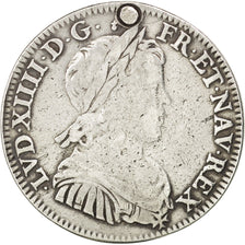 FRANCE, 1/4 Écu à la mèche longue, 1/4 ECU, 1653, Amiens, KM #162.20, F(12-15),