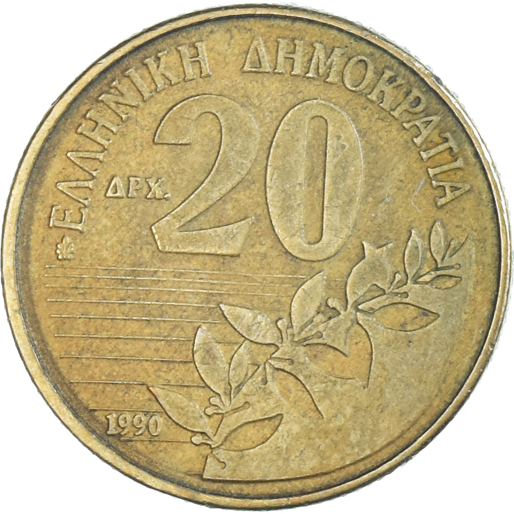 Moneda, Grecia, 20 Drachmes, 1990