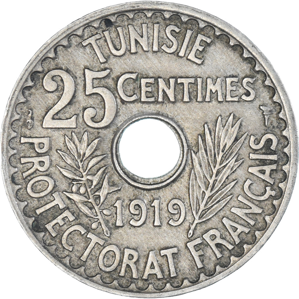 Coin, Tunisia, 25 Centimes, 1919