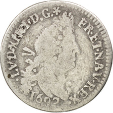 FRANCE, 4 Sols aux 2 L, 4 Sols 2 Deniers, 1692, Rennes, KM #281.20, VF(20-25),..
