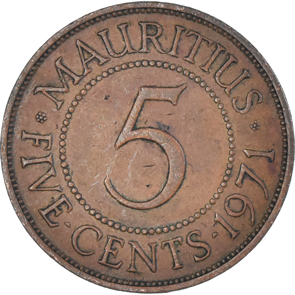 Coin, Mauritius, 5 Cents, 1971