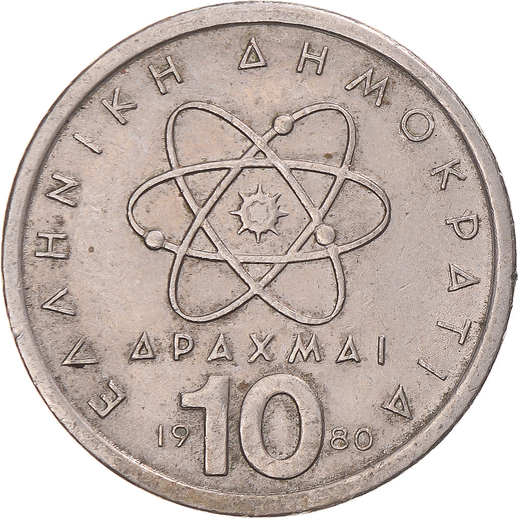 Moeda, Grécia, 10 Drachmai, 1980