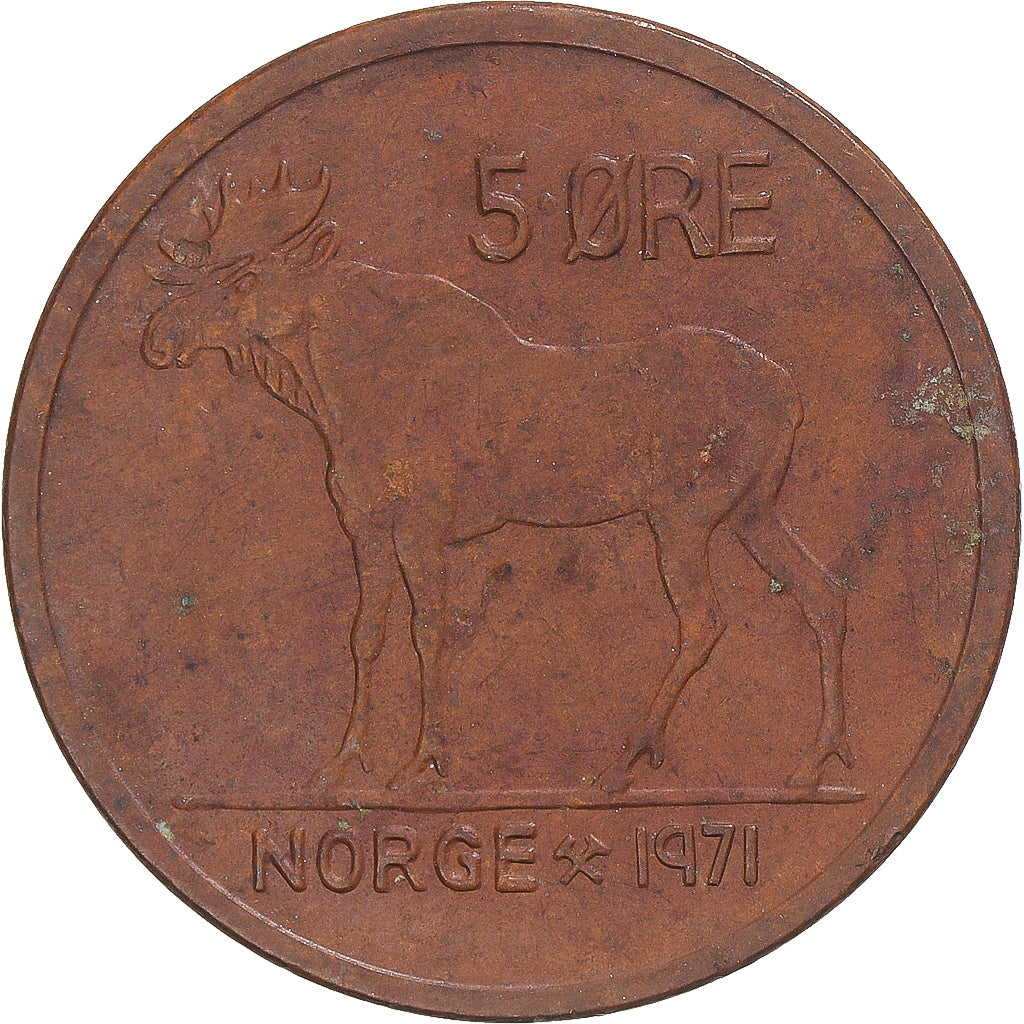 Monnaie, Norvège, 5 Öre, 1971
