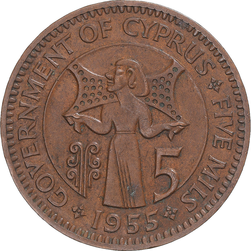 Moneta, Cipro, 5 Mils, 1955