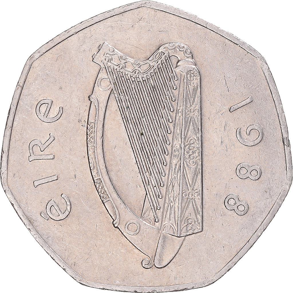 Moneta, Irlanda, 50 Pence, 1988