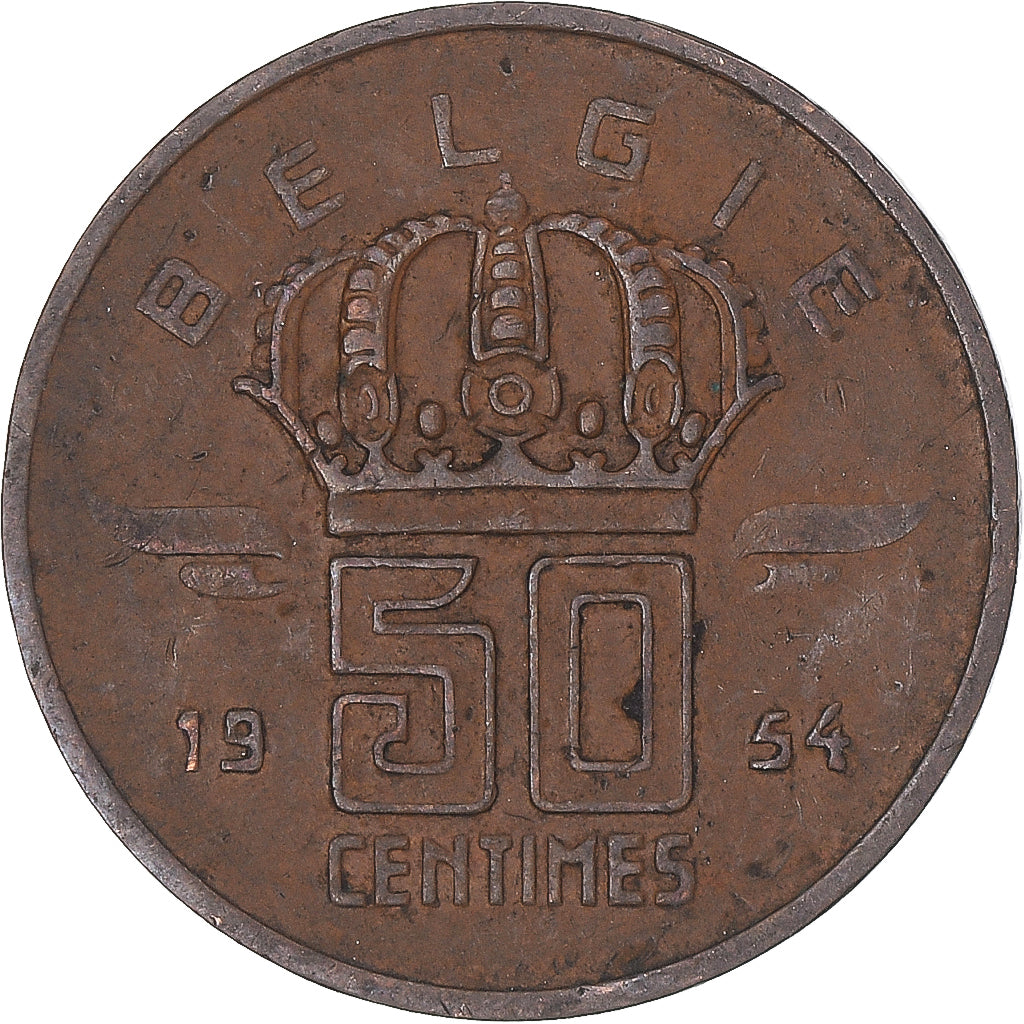 Munten, België, 50 Centimes, 1954