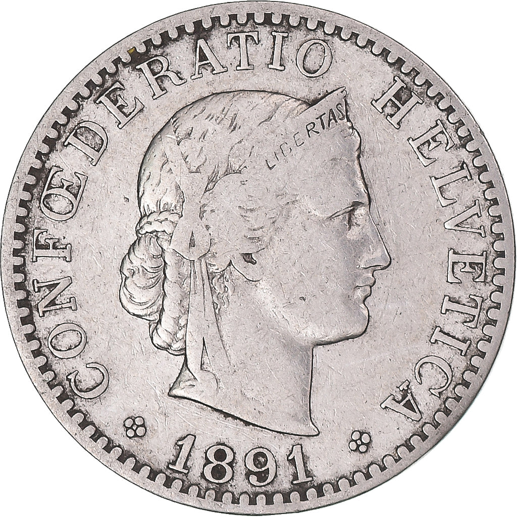 Monnaie, Suisse, 20 Rappen, 1891