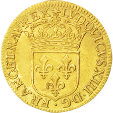 FRANCE, Écu d'or, ECU D'or, 1642, Paris, KM #41.1, AU(55-58), Gold, Gadoury #55,