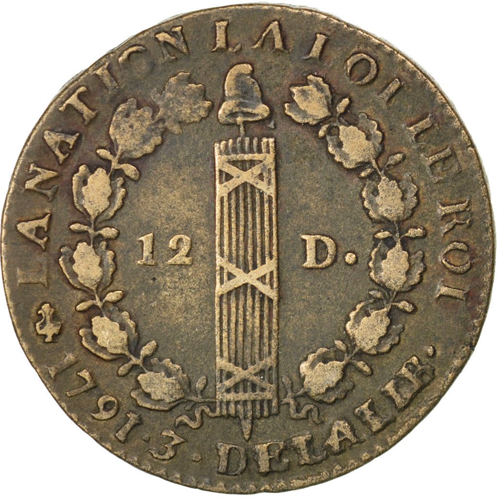 Francia, 12 deniers françois, 12 Deniers, 1791, Paris, BB, Bronzo, KM:600.1,...