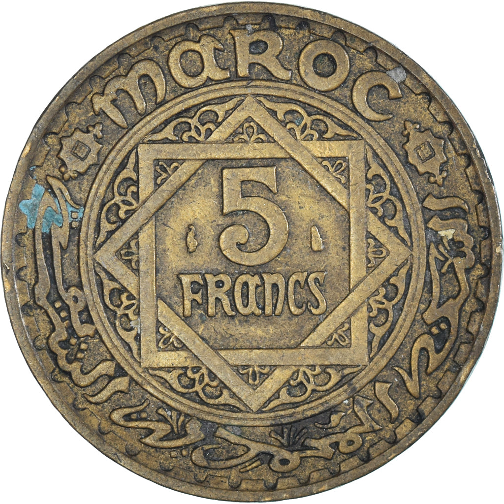 Moeda, Marrocos, 5 Francs, 1365
