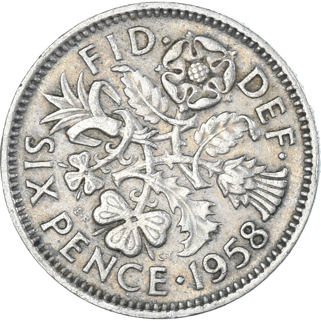 Coin, Great Britain, 6 Pence, 1958