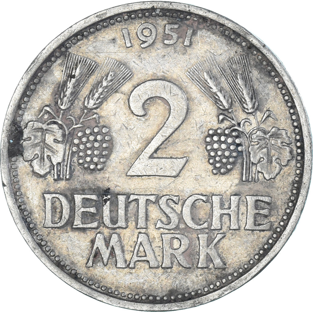 Monnaie, Allemagne, 2 Mark, 1951