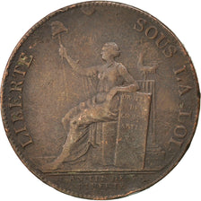 FRANCE, 2 Sols, 1791, KM #Tn23, VF(30-35), Bronze, Brandon #217, 17.85