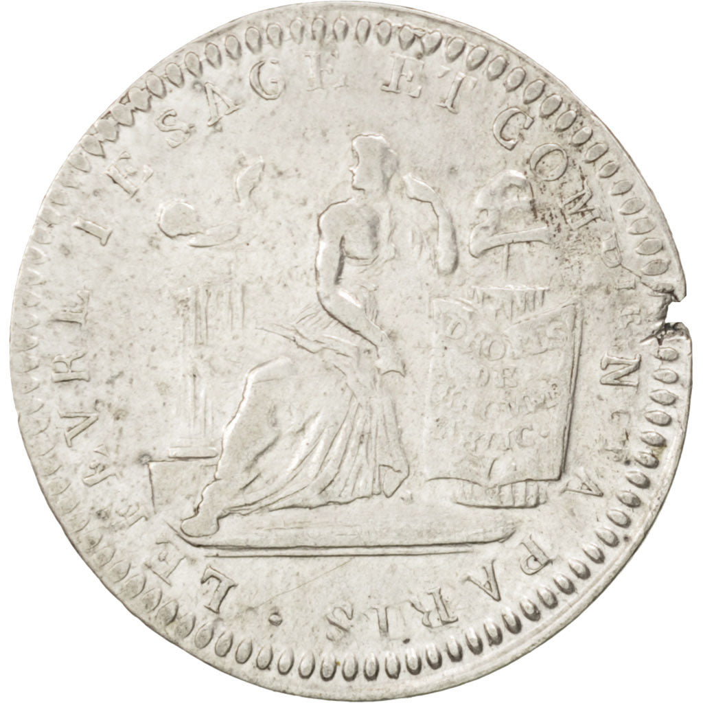 FRANCE, 10 Sols, 1792, KM #Tn18, EF(40-45), Silver, Brandon #242d, 1.41