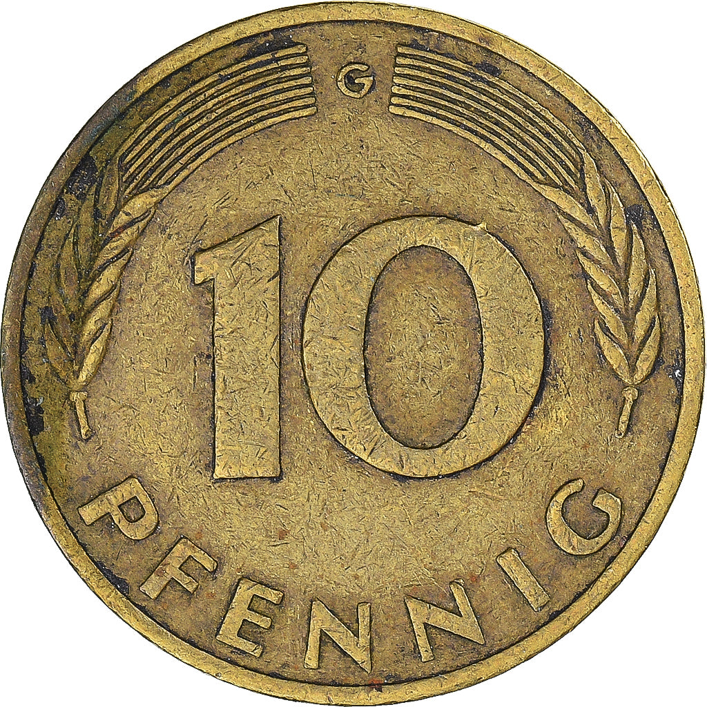 Moeda, Alemanha, 10 Pfennig, 1975