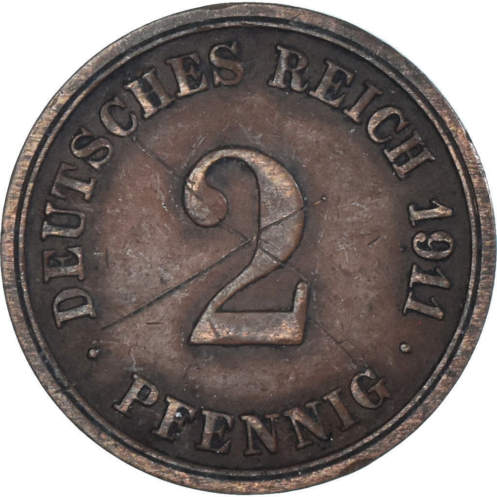 Moeda, Alemanha, 2 Pfennig, 1911