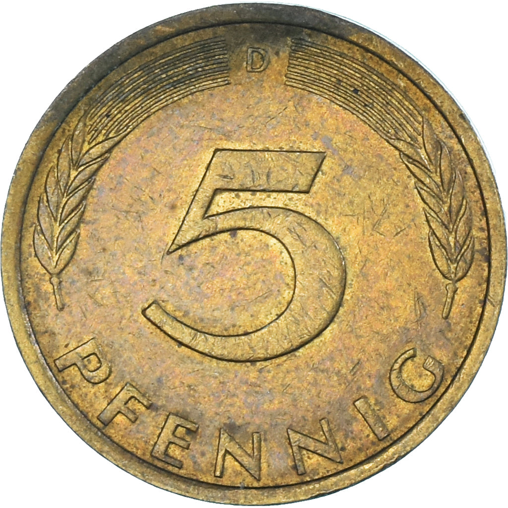 Moeda, Alemanha, 5 Pfennig, 1972