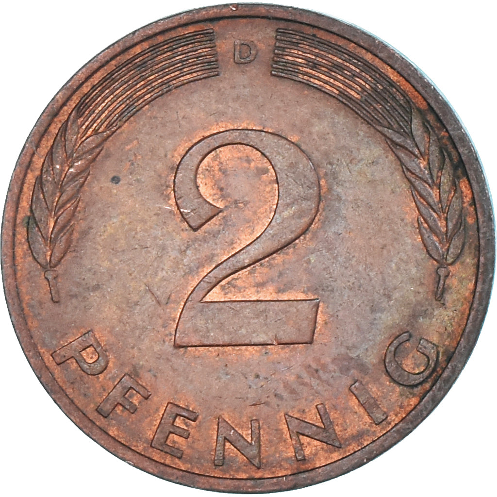 Coin, Germany, 2 Pfennig, 1980