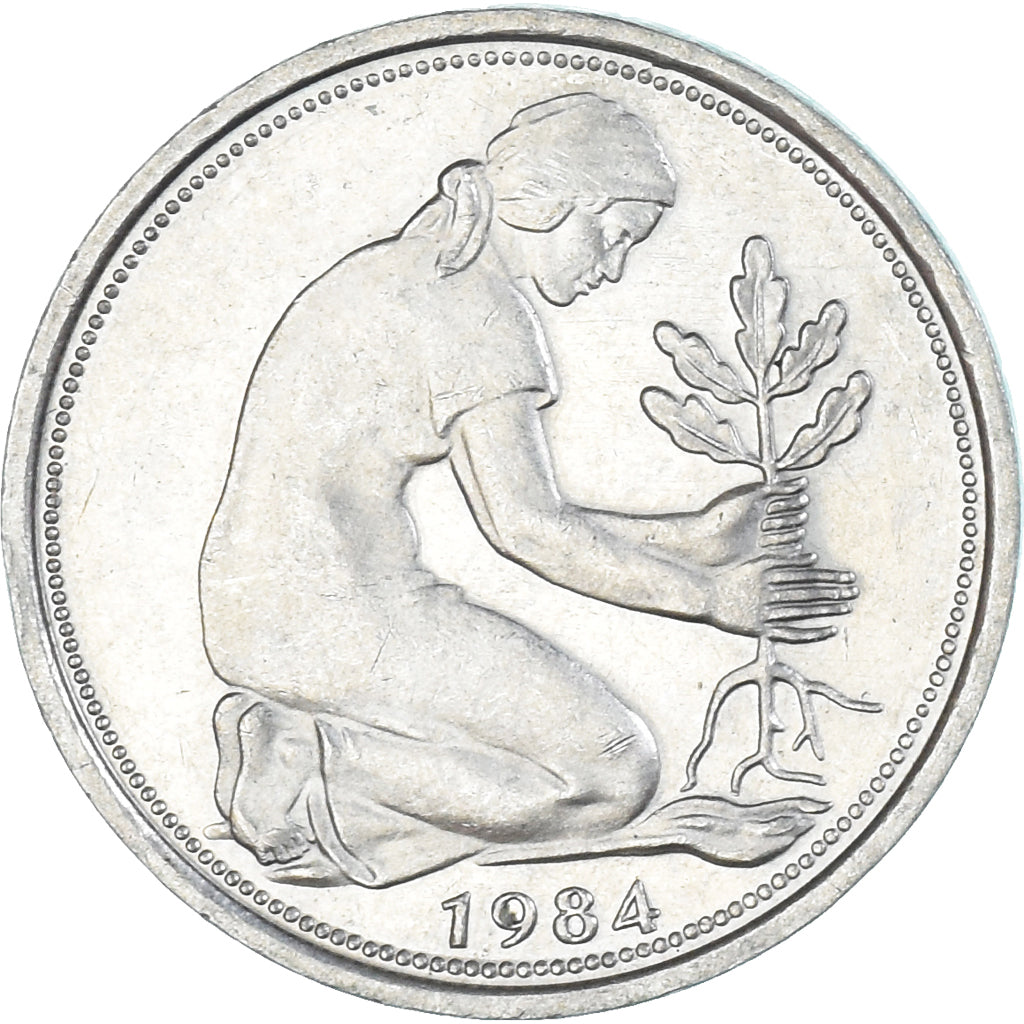 Moeda, Alemanha, 50 Pfennig, 1984