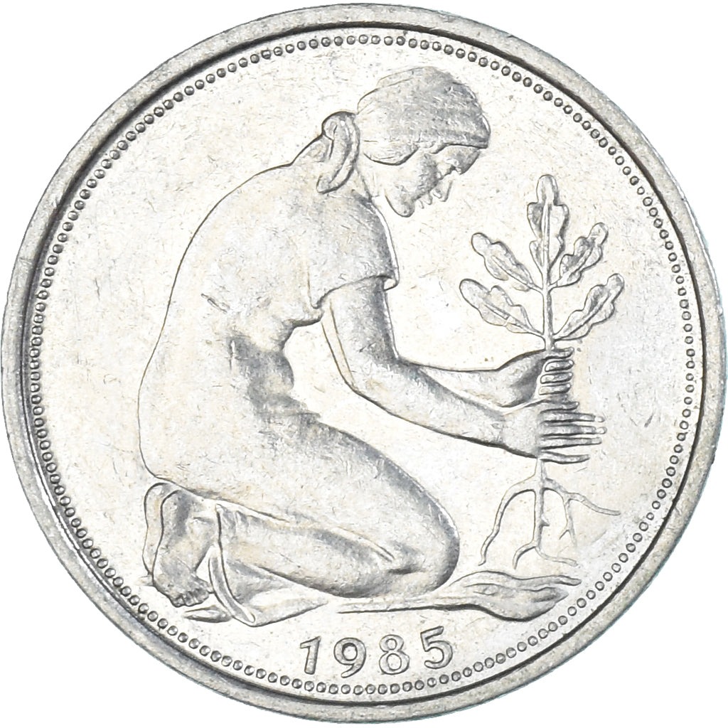 Moeda, Alemanha, 50 Pfennig, 1985