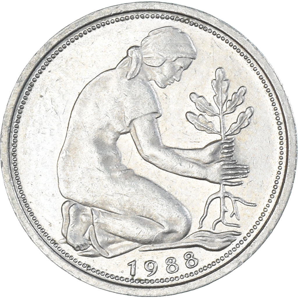 Moneta, Niemcy, 50 Pfennig, 1988
