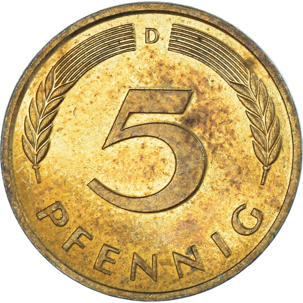 Moeda, Alemanha, 5 Pfennig, 1990