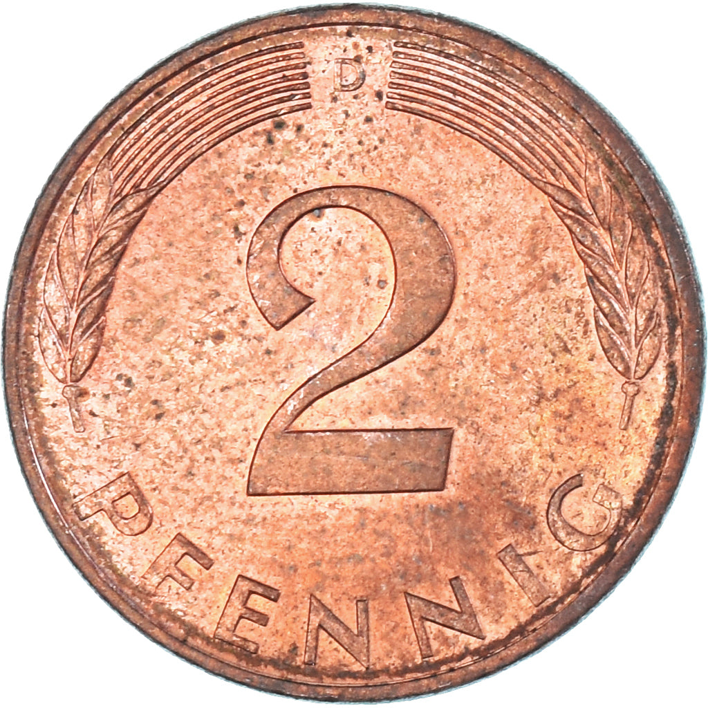Coin, Germany, 2 Pfennig, 1989