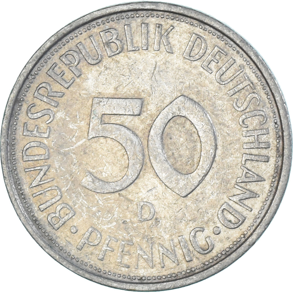 Moneda, Alemania, 50 Pfennig, 1973
