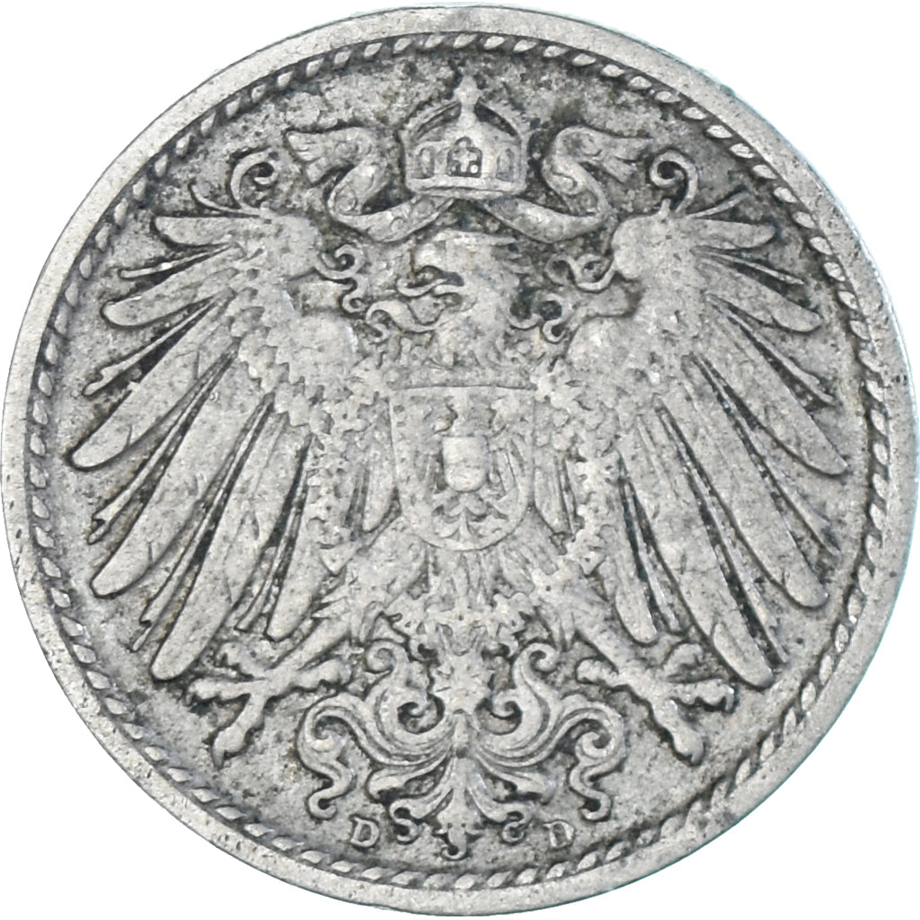 Moeda, Alemanha, 5 Pfennig, 1907