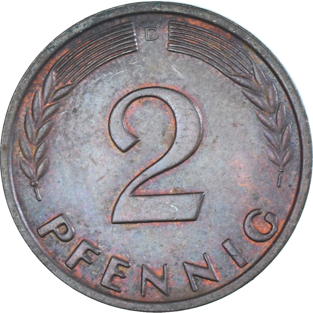 Coin, Germany, 2 Pfennig, 1958