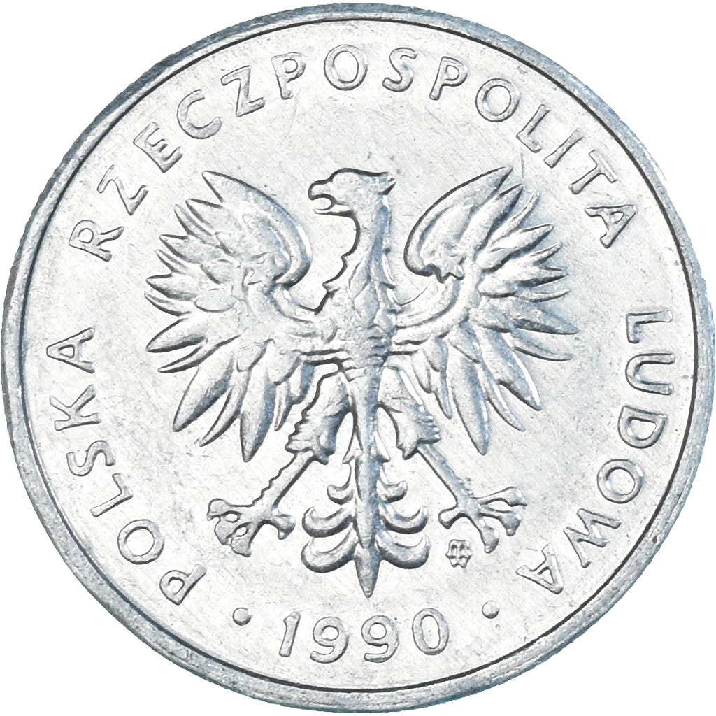 Moneta, Polonia, 5 Zlotych, 1990