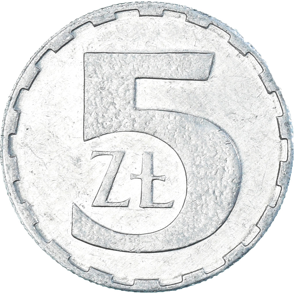 Moneta, Polonia, 5 Zlotych, 1990