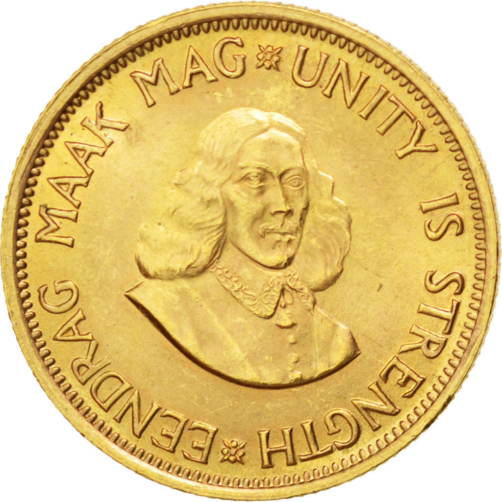 SOUTH AFRICA, 2 Rand, 1966, KM #64, AU(55-58), Gold, 8.01