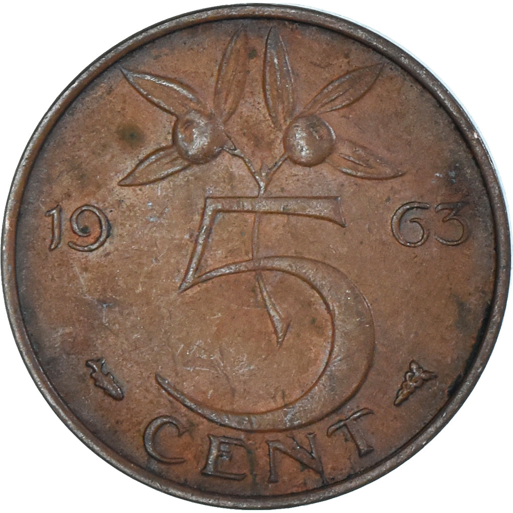 Moeda, Países Baixos, 5 Cents, 1963