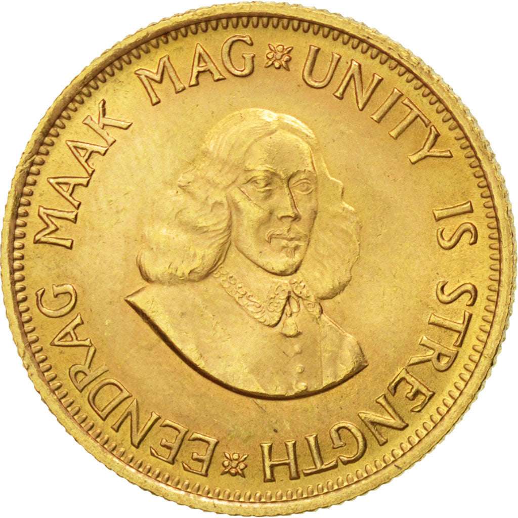 SOUTH AFRICA, 2 Rand, 1966, KM #64, AU(55-58), Gold, 8.00