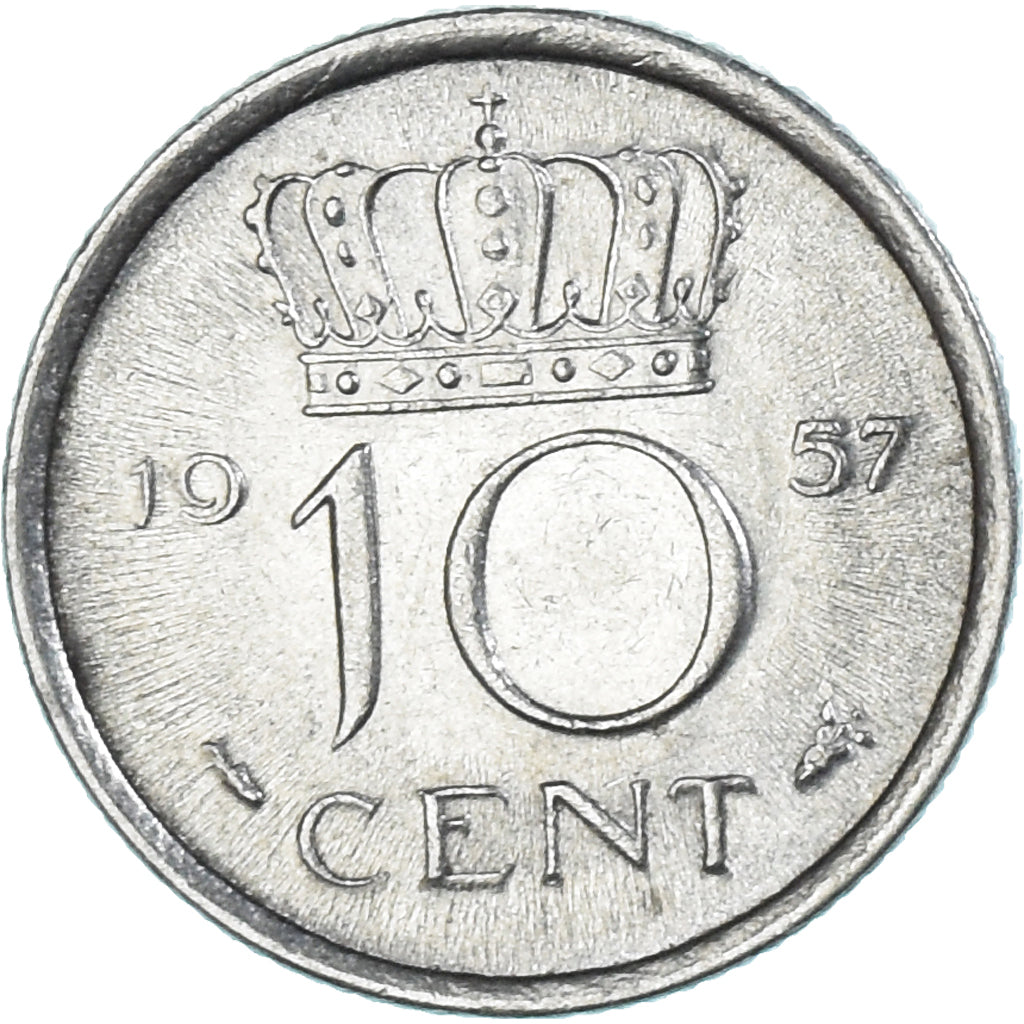Moeda, Países Baixos, 10 Cents, 1957